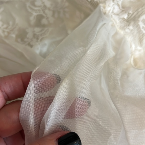 Scott McClintock Vintage lace ivory wedding dress organza silk crochet detail, S - Picture 17 of 17